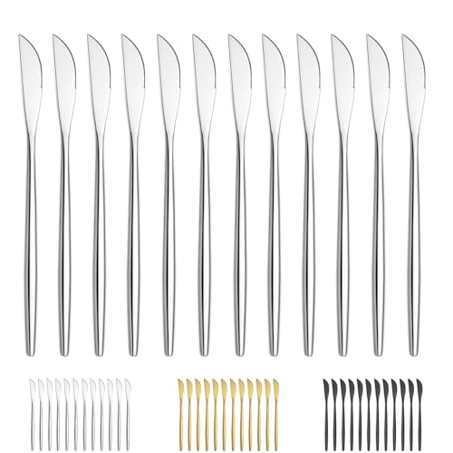 Bestdin Tafelmesser, Tafelmesser Set 12 Stück (21cm,8.3 zoll), Exquisite Besteck Messer aus Edelstahl, Frühstücksmesser/Buttermesser/Dessertmesser für Heimgebrauch Haus Küche, Spülmaschinenfest