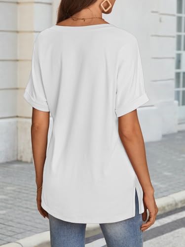 ATHMILE Womens Summer 2025 V Neck Casual Tunic Tops Spring Fashion Basic Trendy Outfits4