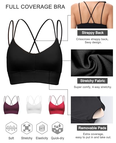 Image of MotoRun Bralettes for Women, Strappy Sports Bra Push up Bralette Sexy Bras Rave Top