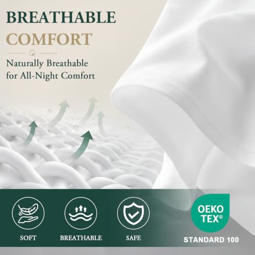 Image of Nuzzle Pillow Cases Standard Size Set of 2, 100% Cotton Pillowcases with Envelope Closure, Pillow Covers with 500 Thread Count, Hotel Quality, Soft and Breathable, White(Pillows Not Included)