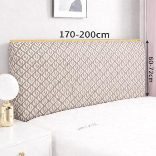 Image of HOMETHREADS Stretchable Lycra /Velvet Headboard Cover | Soft, Dust-Proof & Wrinkle-Resistant Bed Back Protector | Fits Leather, Wooden & Fabric Bedsides | for 6ft to 6.5ft Beds (Beige, 178x65Cm)