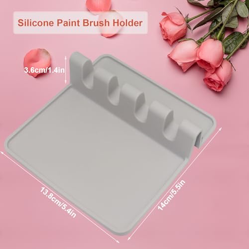 Image of 2 Packs Silicone Paint Brush Holder Paint Brush Stand Rest with 4 Slots Watercolor Oil Acrylic Painting