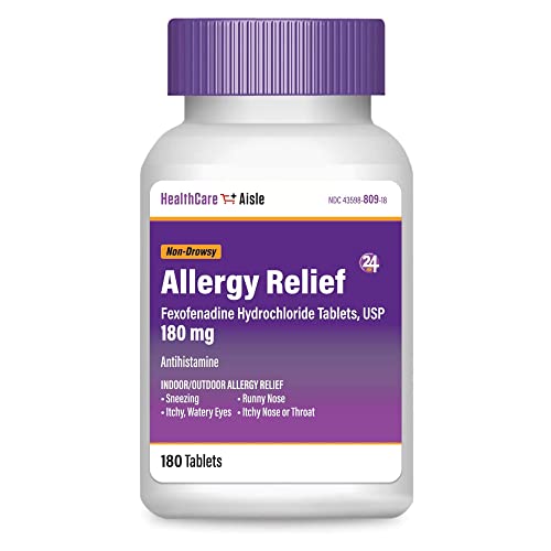 Image of HealthCareAisle Allergy Relief - Fexofenadine Hydrochloride Tablets USP, 180 mg - 180 Tablets - Allergy Medication, Non-Drowsy 24-Hour Relief, (Pack of 2)