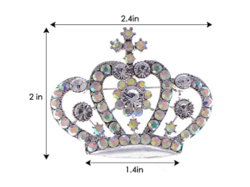 Image of Alilang Amethyst Purple Multi-Colored Crystal Rhinestone Royal Princess Queen Crown Brooch Pin