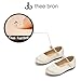 THEE BRON Flower Girl Shoes for Weddings Pearl Ballet Flats with Adjustable Bows & Soft Sole(AF402 Little Kid,Ivory/11M)