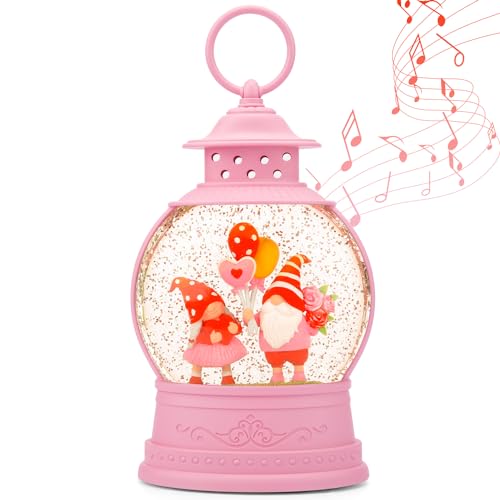 Mothers Day Decorations Musical Gnomes Snow Globe,Couple Gnomes Light Up Snow Globe 6H Timer, USB/Battery Operated, for Mom,Wedding Party