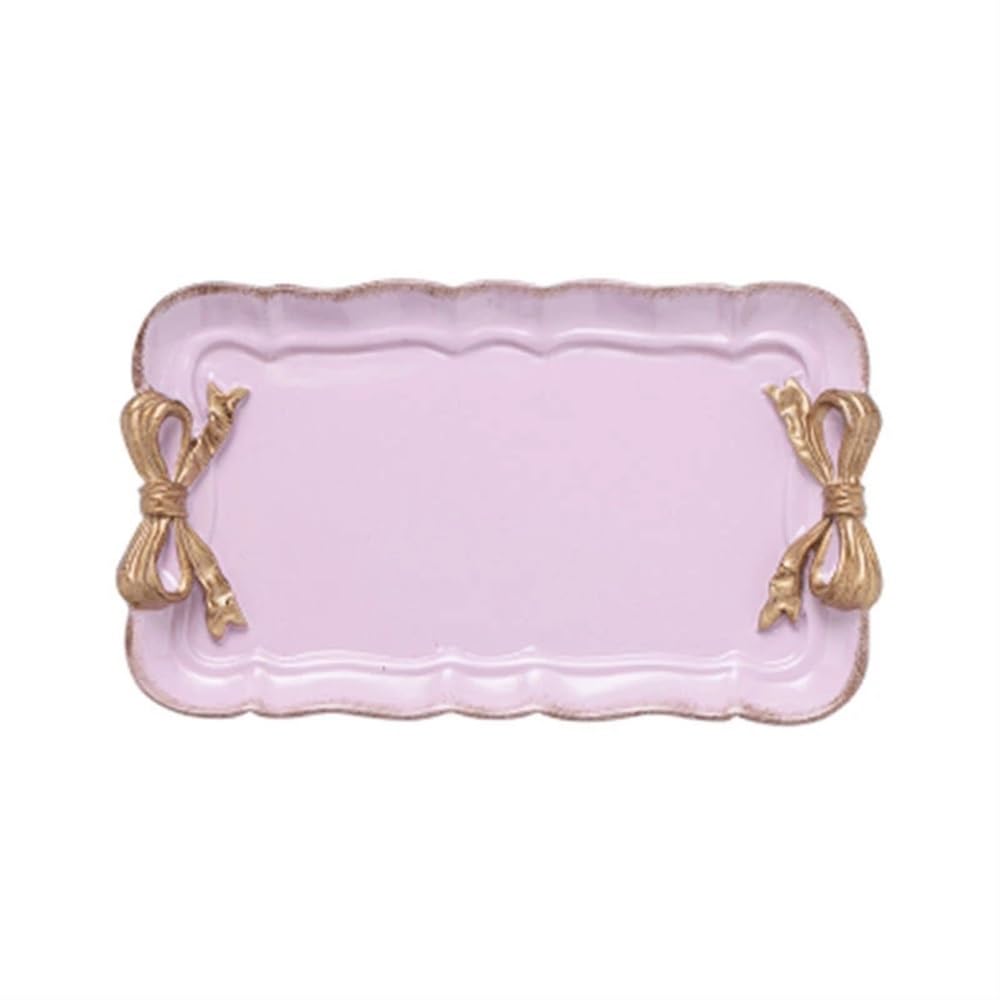 Nordic Bow Tray Cosmetic Fruit Dessert Sundries Storage Plate Suitable for Cake Snack Tray Home Tableware Dressing Table (Color : Purple)