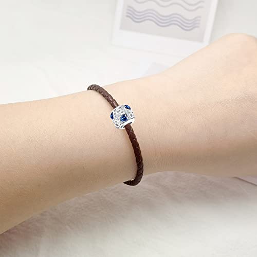 Mouse Openwork Heart Love Animal Round Charm Sparkling CZ Beads for Pandora Bracelet3