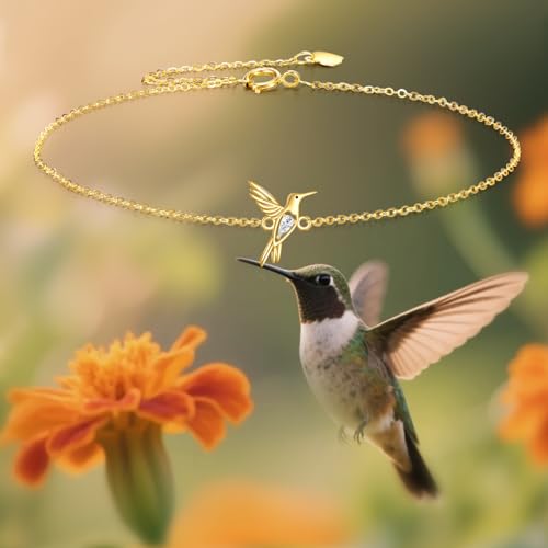 Image of DOVRAN 9K /10K /14K Gold Butterfly /Dragonfly /Hummingbird Bracelet for Women Real Yellow Gold Animal Bracelet Jewelry Birthday Gifts for Mom Wife