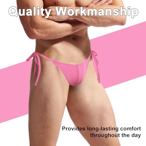 Men's Bikini Tie Side G String Thong Underwear,Ice Silk Thongs Briefs Adjustable Underwears for Men4