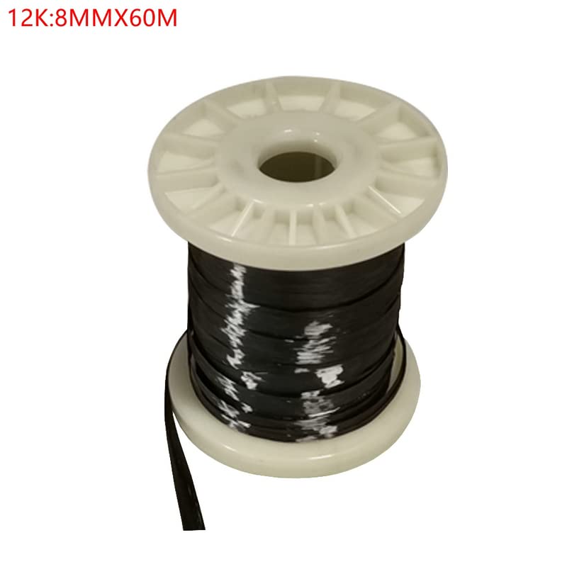 Fil en fibre de carbone résistant aux hautes températures, conducteur et résistance à la traction 3K 6K 12K 24K Fil chauffant en fibre de carbone (12K : 8 mm x 60 m)
