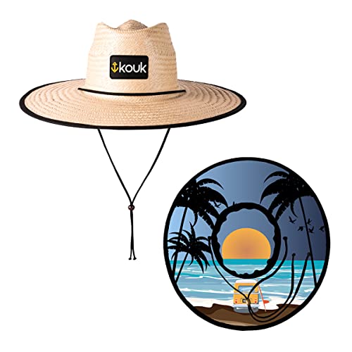 Chapéu de Palha Beach Estampado Surf de Praia Saída Verão Sol Masculino Feminino Unissex Aba Larga n