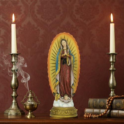 Estatua Virgen de Guadalupe 11.8 pulgadas decorativa miniatura 6