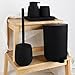 GAHEFY Black Bathroom Accessories Set with Small Trash Can 3 Liter/0.8 Gallon,Toothbrush Holder,Soap Dispenser,Vanity Tray,Toilet Brush and Holder Black 5pcs