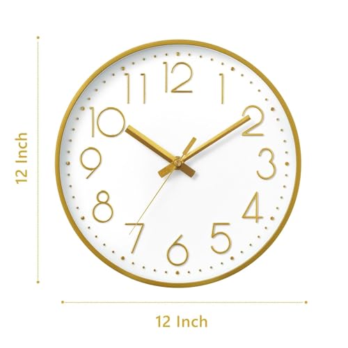 Reloj de pared DAXSMY 14 pulgadas silencioso moderno 3D miniatura 3