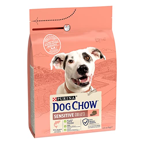 Purina Dog Chow Sensitive - Crujientes para Perros con salmón, 2,5 kg