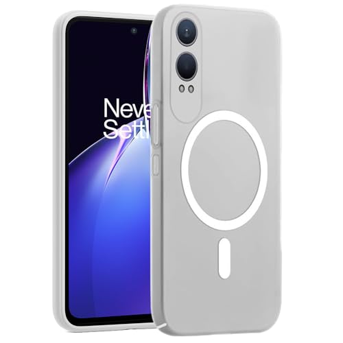 Image of SHINESTAR Back Cover for OnePlus Nord CE 4 Lite 5G | Frosted Semi-Transparent Slim Case | Only Compatible with Wireless Magnetic Accessories | Hard Back, Matte Finish - White