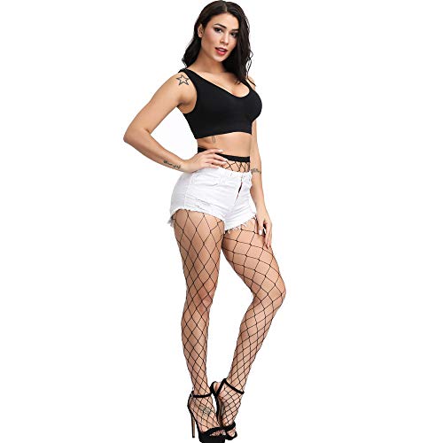 Image of Fishnet Stockings For Women High Waisted Fishnet Tights Sexy Wide Mesh Fishnet Stockings