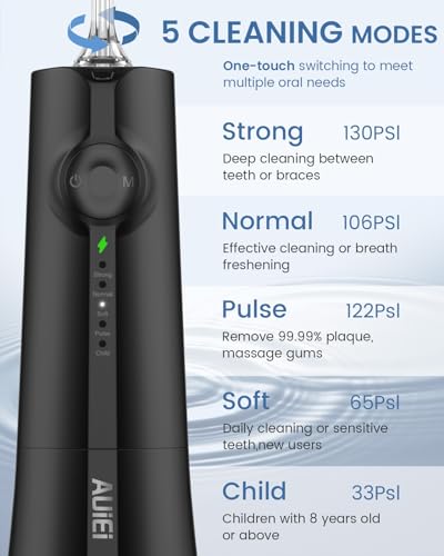 Auiei Water Flosser Teeth Pick: 9 Jet Tips Cordless Oral Irrigator With 300Ml thumb #4