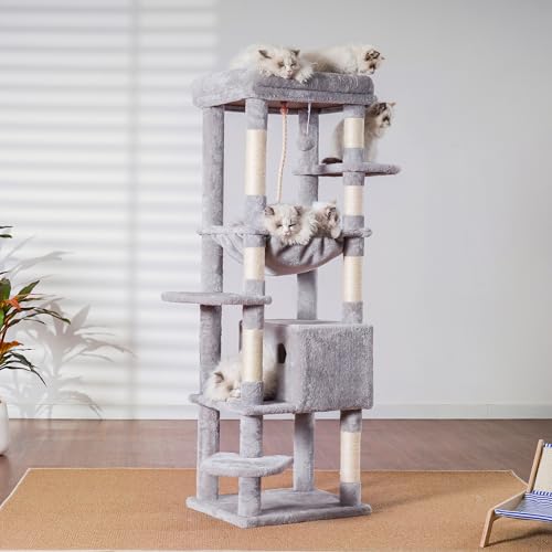 Image of Heybly Cat Tree for Large Cats, 20lbs Heavy Duty, 60 inches HCT050W