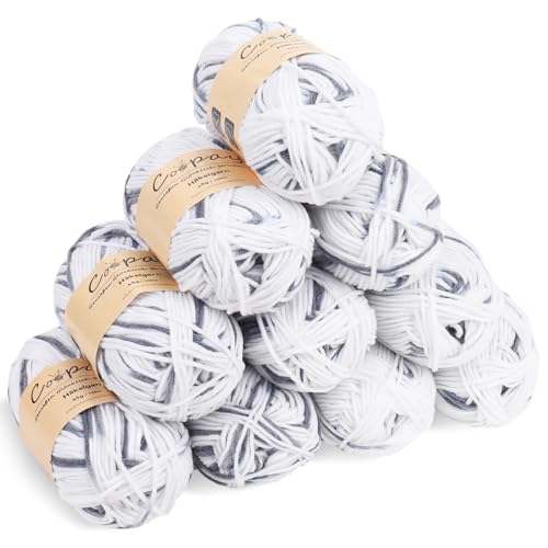 Coopay 10 Pelote de Laine à Tricoter Dégradé, 450g, Multicolore Laine Crochet Doux, 5 Brins Fil à Tricoter, Laine Crochet Tricot pour Layette, Écharpe,...