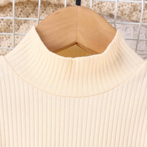 Toddler Girls Autumn/Winter High Neck Long Sleeve Solid Color Striped Sweater and Plaid Printed Athletic Girls2