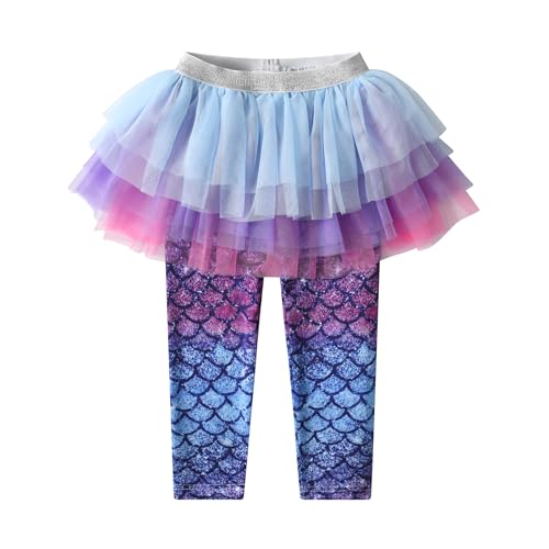 DXTON Kid Girls Leggings with Skirt Toddler Girl Printed Tutu Skirt Pant Birthday Party 3-12 Years