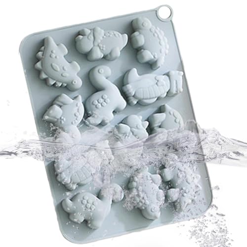 Dinö Nuggét Moule en résine à 12 cavités en forme de dinosaure pour décoration de biscuits, bonbons, pâtisserie, cuisine, fête, cadeau pour