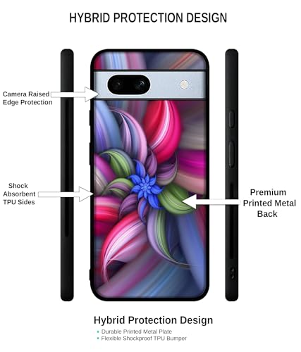 Image of Colorful Flower Design Premium 2D Printed Metal Back Case Cover for Google Pixel 7A 5G