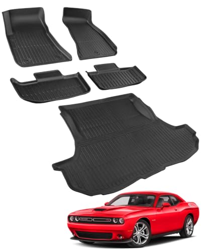 Car Floor Mats for Dodge Challenger RWD 2011-2023 5PCS Full Set