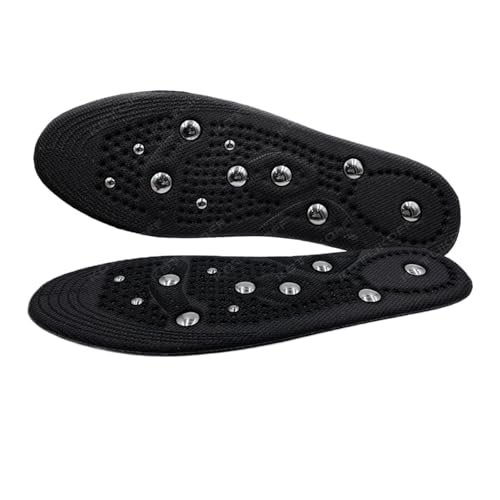 Plantilla magnética de acupresión para pies, suave, transpirable, acolchada deportiva, absorbe el sudor, plantilla desodorante unisex (Schwarz, L EU 41-44)