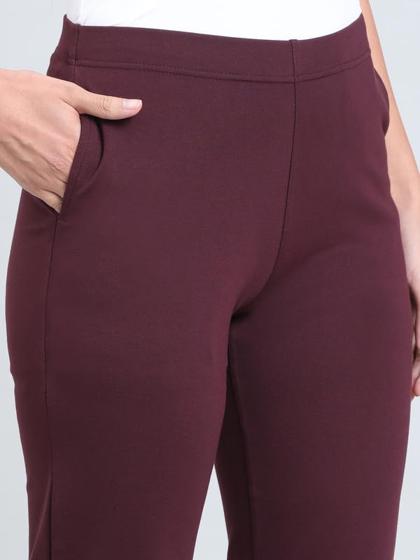 Image of GO COLORS Ponte Smart Kurti Pants Full Length for Women | Breathable, Mid Rise