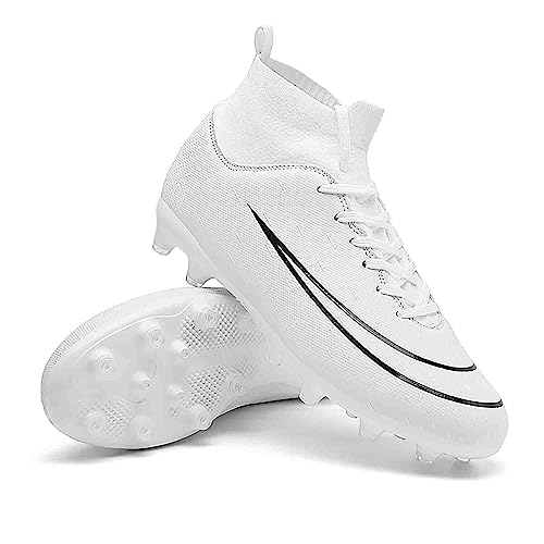 Consejos y reviews para comprar Botas futbol americano favoritos de las personas. 34 MEBAMY Tenis de Fútbol Zapatos de Fútbol para Hombre Tacos de Fútbol Mujer Botas Profesionales Zapatillas de Fútbol Interiores Blanco