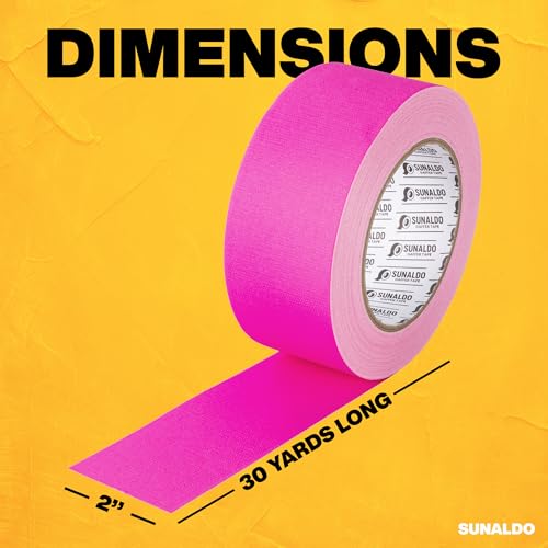 Image of Gaffers Tape Heavy Duty, Easy to Rip, Residue-Free Professional Grade Floor Tape for Electrical Cords, Matte Finish Non Reflective, Weather Resistant (1, Pink, 2 inch x 30 Yards)