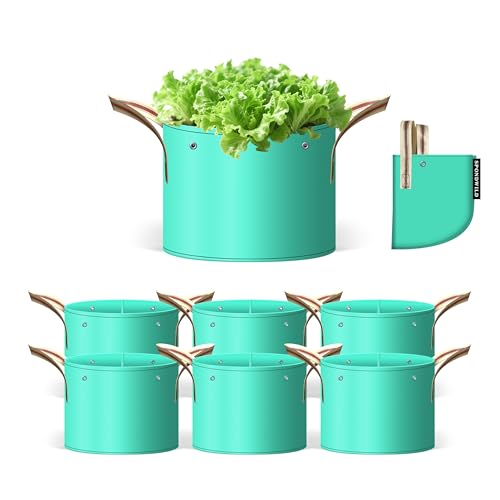 SPONDWILD 7 Pcs 7 Gallon Grow Bags PE Garden Grow Bags for Plants with Branch-Binding Holes and Bottom Drain Holes Ideal for Vegetables Strawberries and Flowers