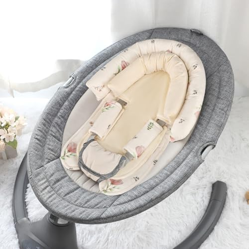 Image of SWESEN Infant Car Seat Insert & Strap Covers, Car Seat Head Support for Baby Girls Boys, 2 in 1 Soft Plush Car Seat Insert for Newborns, for Infants Aged 0-12 (Simple Floral)