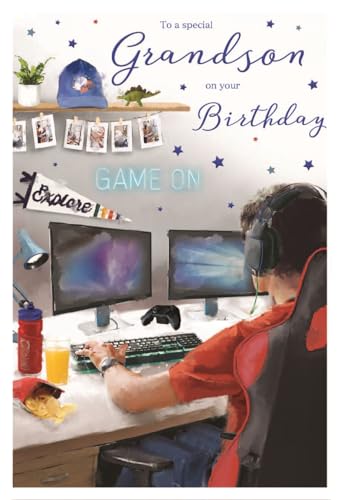 IC&G Special Grandson Birthday Card - Computer Gamer