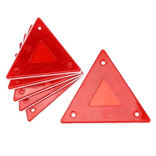 Kcgani 6 Pcs Red Safety Reflector Warning Sign, 6'x6' Slow Moving Vehicle Triangle Sign, Safety Triangles Dot Approved Road Outdoor Use for Outdoor Truck, Car, Golf Cart