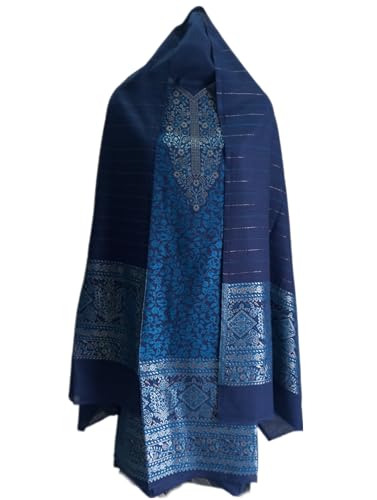 Image of Womens designer woolen suit for women with salwar and kashmiri shawl winter wear kani unstitched fabric set, stylish kurta pant set woollen dress material for women by pure pashmina wooltex