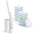 IVYROLL Toilet Bowl Cleaner Wand with 14 Refills, Disposable Toilet Brush Set with Holder, Cleaning System Starter Wand Kit, Bathroom Cleaning Set