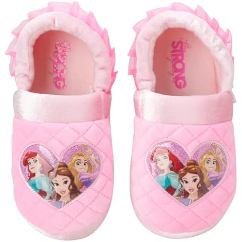 Disney Girls' Slippers - Disney Princess Fuzzy Slip On Slides Cover