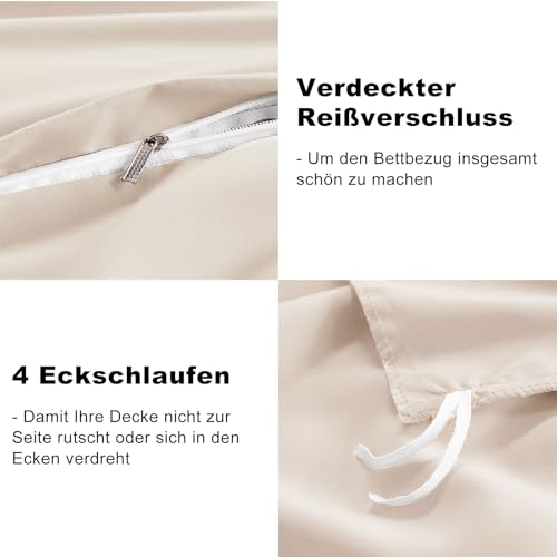 WAVVE Bettwäsche 135x200 4teilig Beige - 40x80 Kissenbezüge, Mikrofaser – Ansicht 5