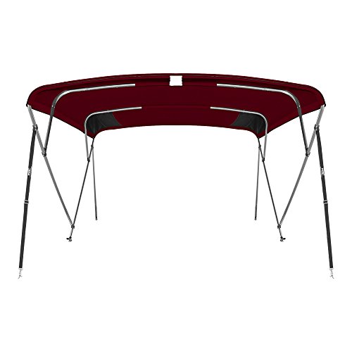 Msc 3 Bow 4 Bow Bimini Top Boat Cover With Rear Support Pole And Storage Boot (4 Bow 8'L X 54" H X 79"-84" W, Burgundy) #TOP1