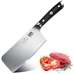 SHAN ZU Coltello da Cucina 20cm,Coltelli da Chef Coltelli da Cuoco Lama Acciaio Inossidabile Tedesco da 8”, Manico Ergonomico in Legno, per Tagliare Verdure, Carne e Frutta