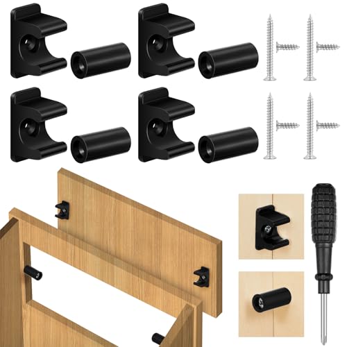 Juexica False Cabinet Front Clip False Drawer Front Clips Sink Tip Out Snap with Screws Screwdrivers for Hardware Replacements