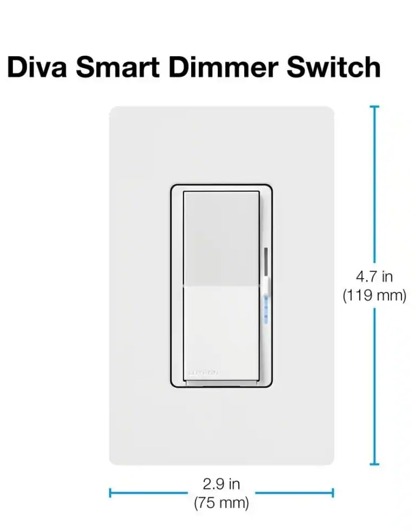 Lutron Diva - Interruptor de atenuación inteligente para iluminación inteligente Caseta, LED de 150 W, blanco (DVRF-6L-WH-R)