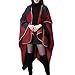Produktbild Aivtalk Damen Herbst Winter Poncho Patchwork Cape Umhang Weich Warm Schal Rot 130x155cm