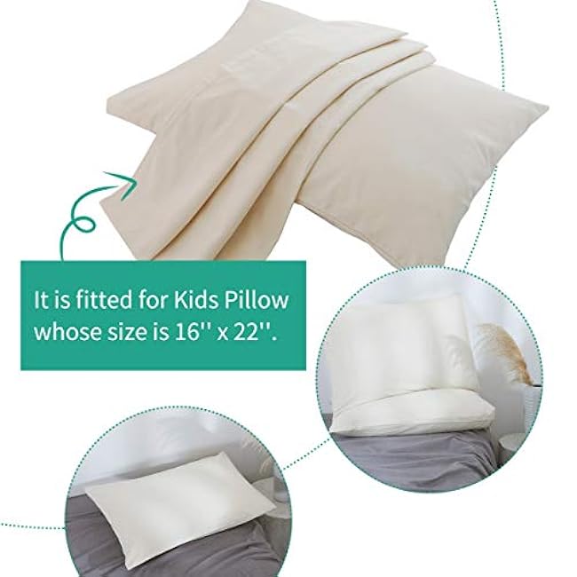 Lofe Organic Cotton Pillow Case - One Pack 16x 22 Kids Pillow Cover - 300 TC Thread Count - Soft, Safe and Hypoallergenic - Off White