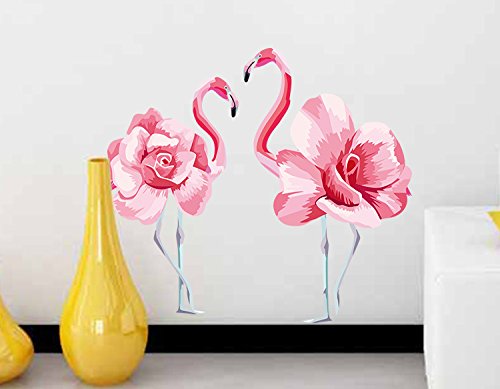 Adesivo da parete romantico rosa con fenicotteri