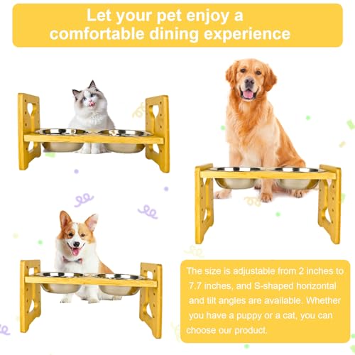 bssmmai Hundenapf Erhöht, Rutschfestes Höhenverstellbarer Futternapf Hund Erhöht mit Gestell, 5 Einstellbare Futterstation Hund mit 2 Hundenapf Edelstahl für Kleine Hunde